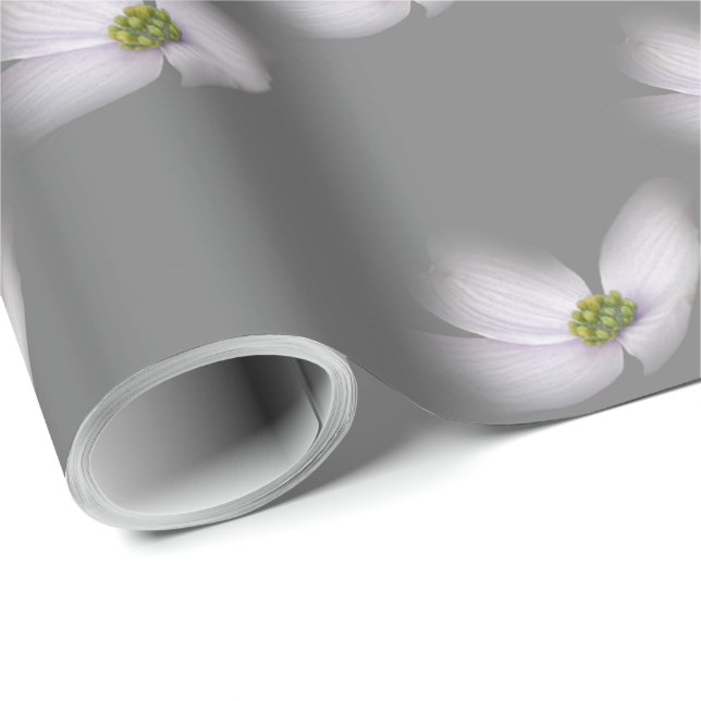 Lavender Cosmos flower on Gray Wrapping Paper (Roll Corner)