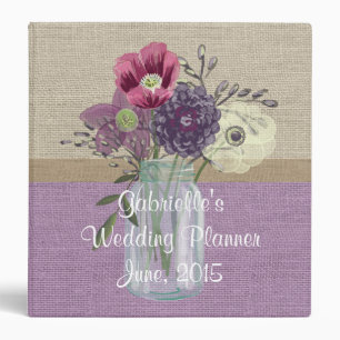 Lavender Country Burlap Floral Wedding Binder