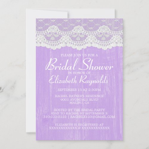 Lavender Country Lace Bridal Shower Invitations