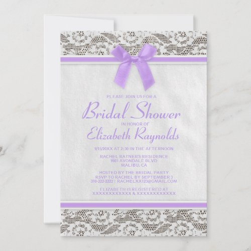 Lavender Country Lace Bridal Shower Invitations