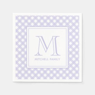 Lavender Country Style Gingham Pattern Monogram