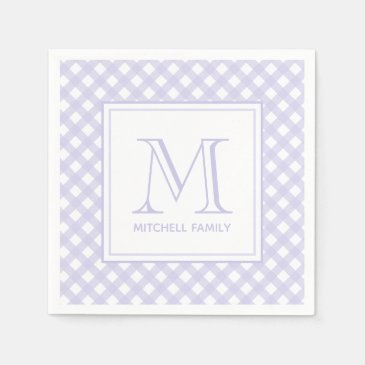 Lavender Country Style Gingham Pattern Monogram
