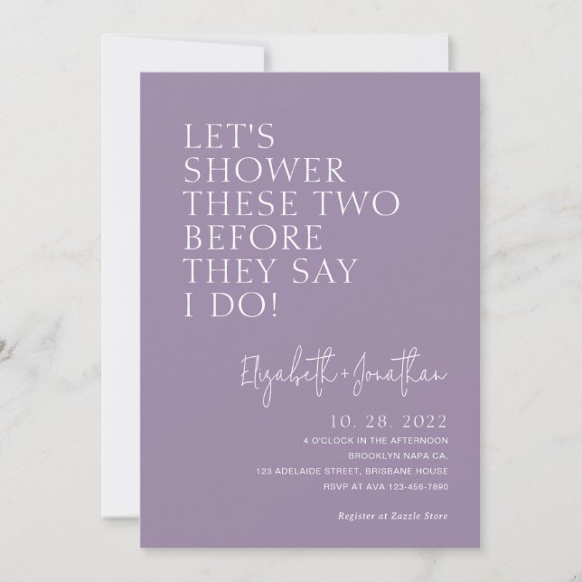 Lavender Couple Shower Before They Say I Do Invitation (Front)