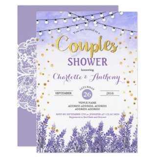Lavender couples shower invitation purple gold