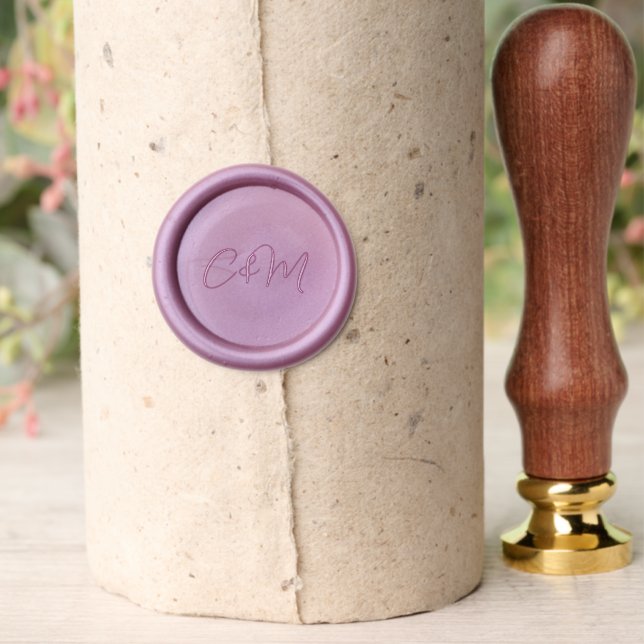 Lavender CoupleScript Monogram Wax Seal Wax Seal Stamp (Insitu (Parchment))