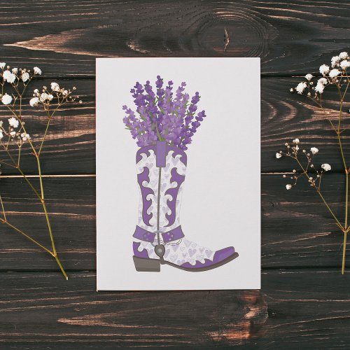 Lavender Cowboy Boot Holiday Card