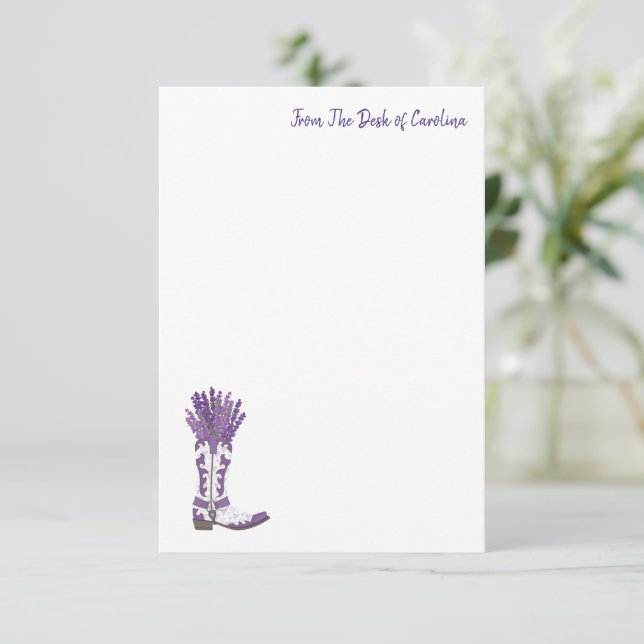 Lavender Cowboy Boot Note Card (Standing Front)