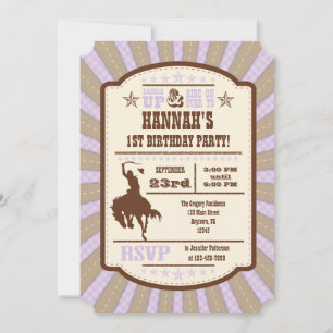 Lavender Cowboy Rodeo Birthday Party Invitation