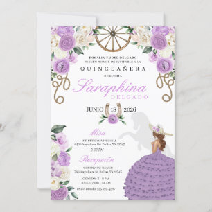 Lavender Cowgirl Western Horse Quinceañera Invitation