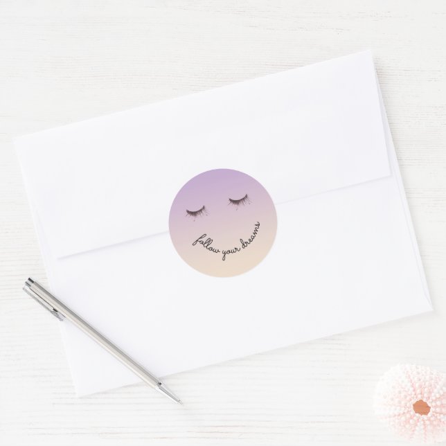 Lavender Cream Eyelashes  Classic Round Sticker (Envelope)