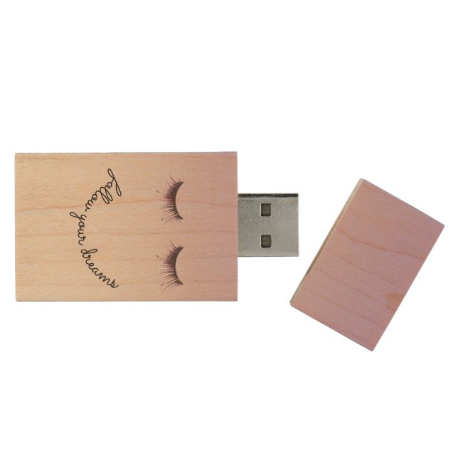 Lavender Cream Eyelashes  Wood Flash Drive (Opened)