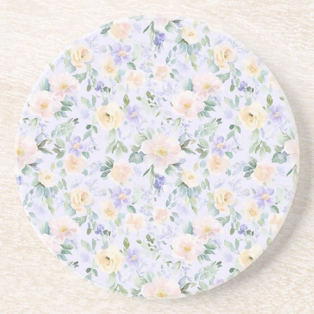 Lavender Cream Floral Coaster (Front)
