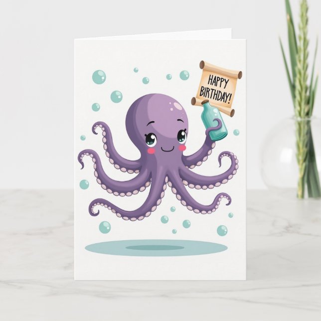 Lavender Creature Birthday Card (Front)