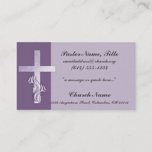 Customizable Lavender Cross Church Minister Business Card