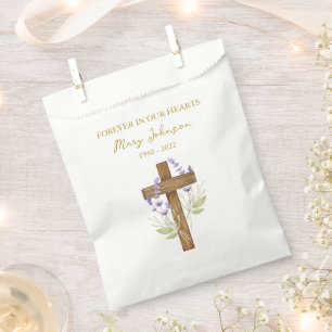 Lavender Cross Funeral Favor Bag
