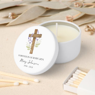 Lavender Cross Funeral Mini Candle Favors