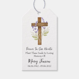 Lavender Cross Memorial Funeral Seed Packet  Gift Tags