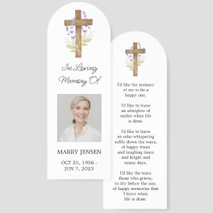 Lavender Cross Photo Memorial Bookmark