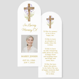 Lavender Cross Photo Memorial Bookmark