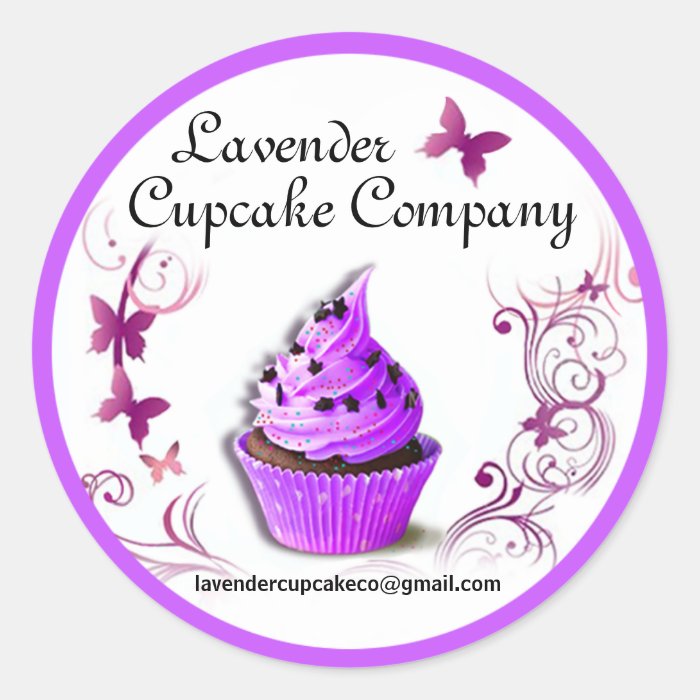 Lavender Cupcake Co Sticker purple border large