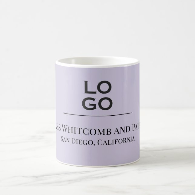 Lavender Custom Business or Company Logo Coffee Mug (Center)
