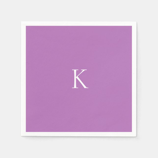 Lavender Custom Initial Cocktail  Napkins (Front)