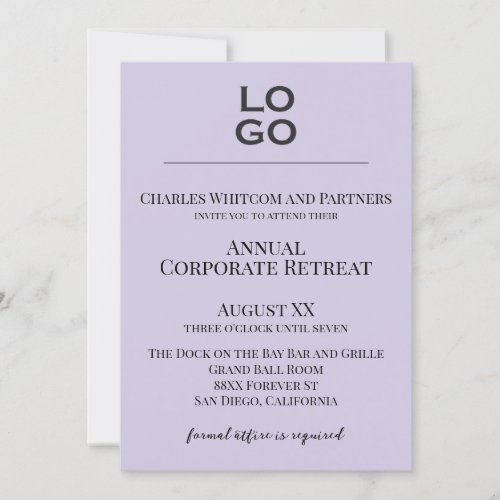 Lavender Custom Logo Business Corporate Event  Invitation