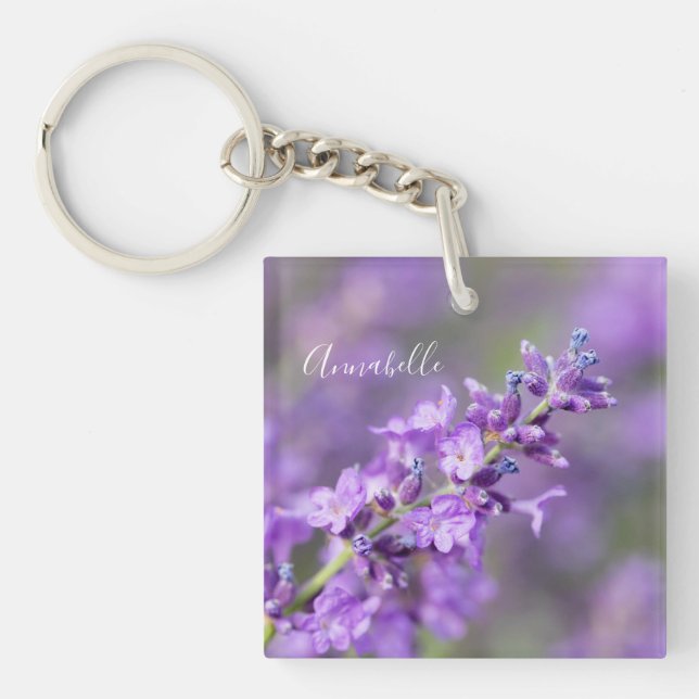 Lavender Custom Name  Keychain (Front)
