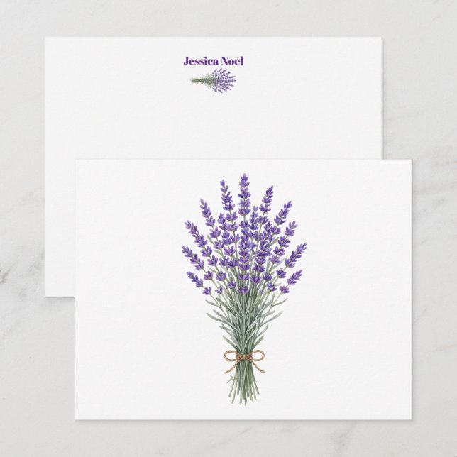 Lavender Custom Name Note Card (Front/Back)