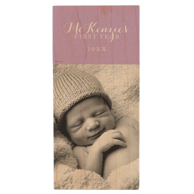 Lavender Custom Photo Wood USB Flash Drive (Front Vertical)