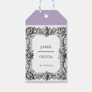 lavender Custom Victorian Scroll Frame – wedding Gift Tags