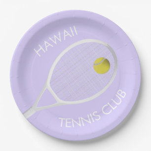 Lavender Customizable Tennis Club White Racket  Paper Plates