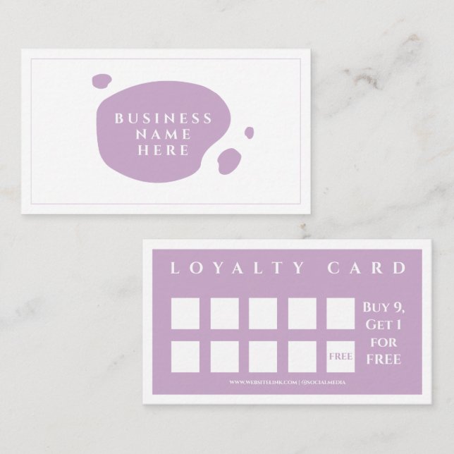 Lavender Cute Minimalist Salon Coffee Shop Loyalty Card (Front/Back)