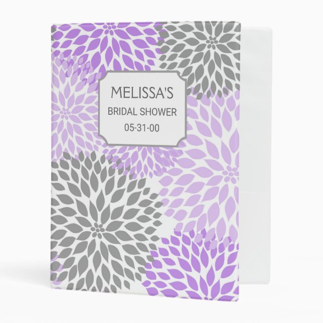 Lavender Dahlia Bridal Shower memory album Mini Binder (Front/Inside)