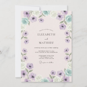 Lavender Dainty Anemone Spring Wedding Invitation