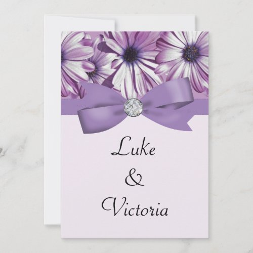 Lavender Daisies Bow &amp; Ribbon Wedding Card