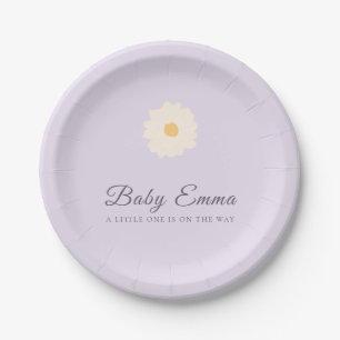 Lavender Daisy Baby Emma Baby Shower Paper Plates