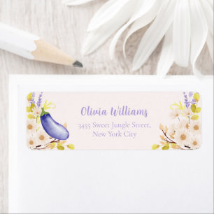 Lavender Daisy Eggplant Baby Shower Return Address Label