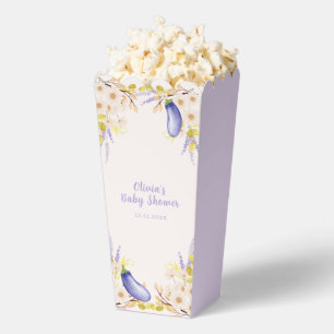 Lavender Daisy Floral Eggplant Baby Shower Popcorn Favor Boxes