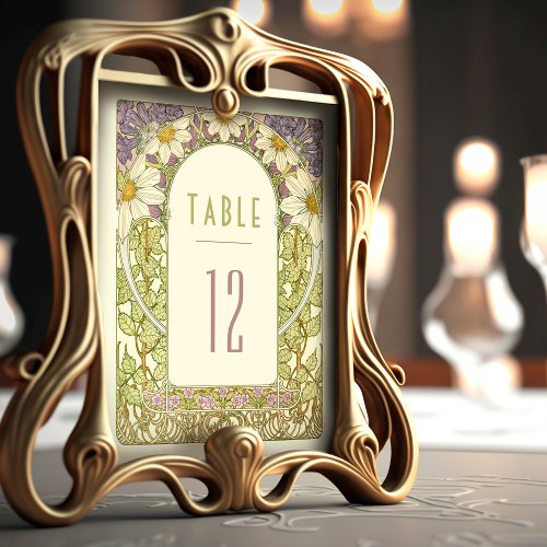 Lavender Daisy Table Numbers Vintage Art Nouveau