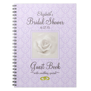 Lavender Damask and Rose Bridal Shower Guest Book