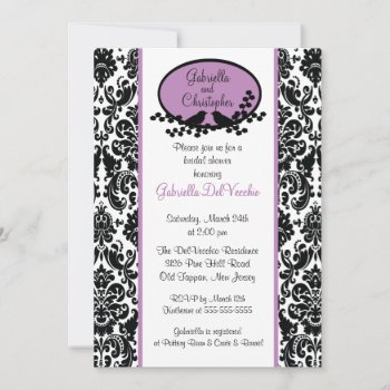 Lavender Damask Bridal Shower Invitation by celebrateitinvites at Zazzle