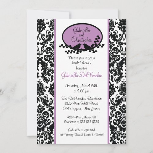 Lavender Damask Bridal Shower Invitation