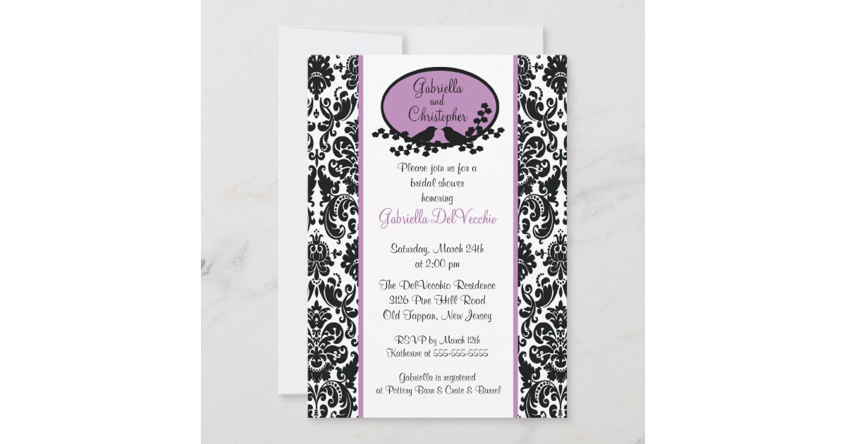 Lavender Damask Bridal Shower Invitation Zazzle