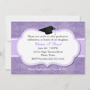 Lavender Damask Graduation Party Invitation