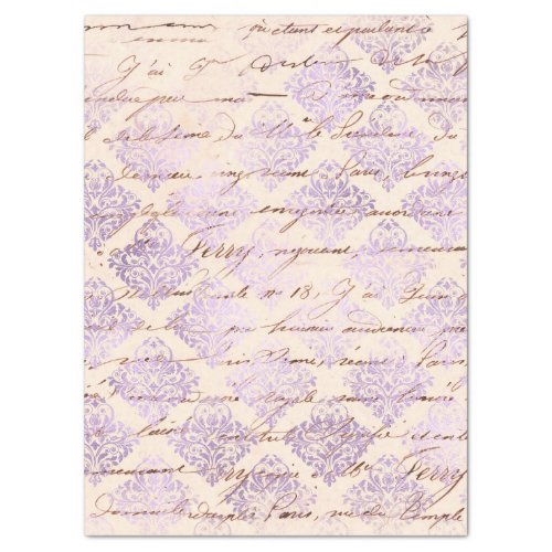 Lavender Damask with Writing Decoupage Tissue Paper