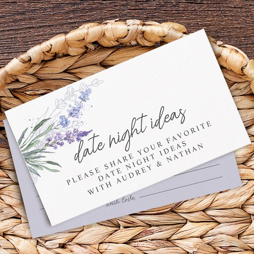 Lavender Date Night Ideas Bridal Shower Cards