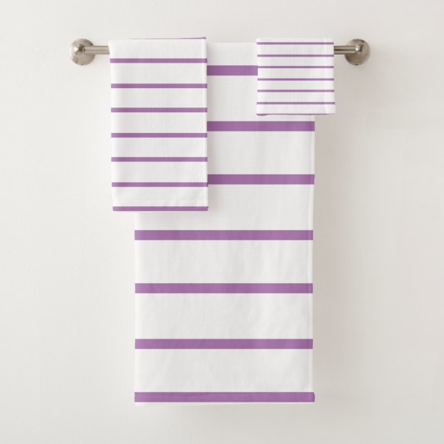 Lavender Decorative stripe pattern Bath Towel Set (Insitu)