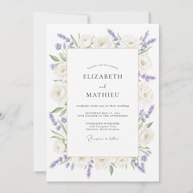 Lavender Delicate Romantic Wedding Invitation (Front)
