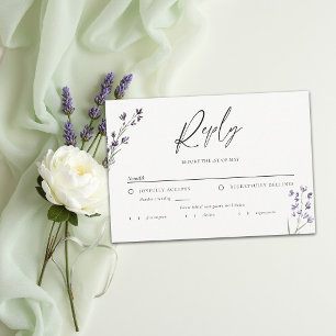 Lavender Delicate Watercolor Elegant Meal Wedding RSVP Card